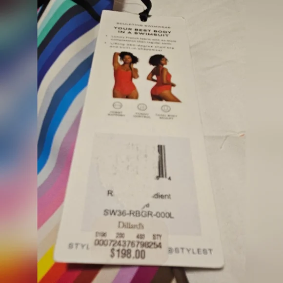 NWT Stylest DreamSculpt One Shoulder Suit: Rainbow Gradient: Large: UPF 50+ - Picture 6 of 7